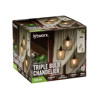 Lytworx Solar Triple Bulb Chandelier Lights - 96cm - Warm White