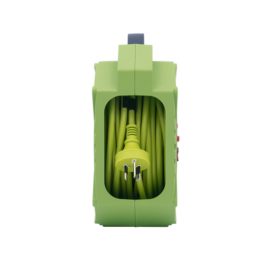Click 15m Cable Reel - 4 x 10A Outlet,  Green and Grey