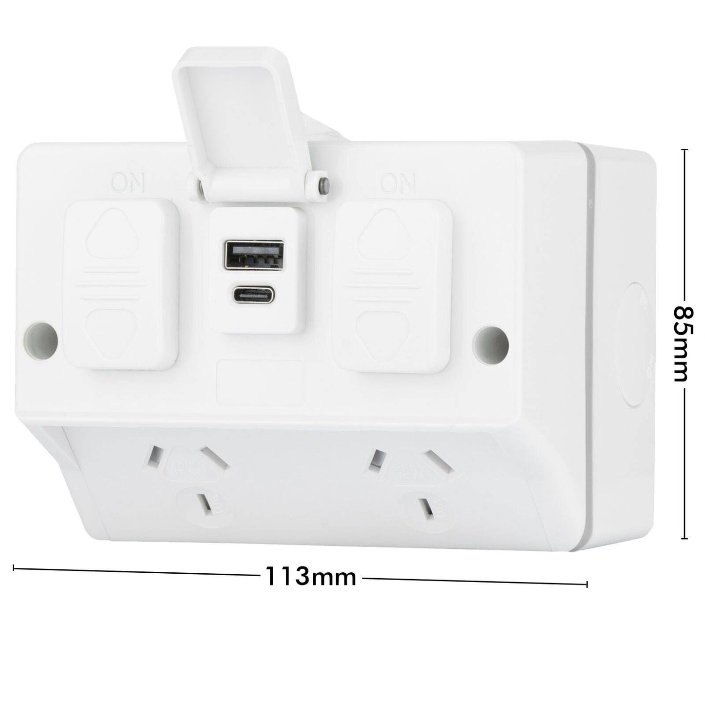 Deta Outdoor Double Power Point - 115 x 85 x 83mm