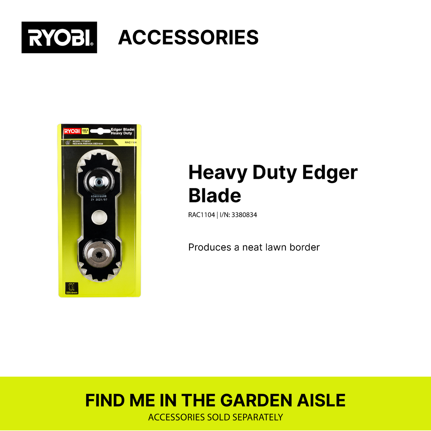 Ryobi Cordless Edger - 220mm - Tool Only