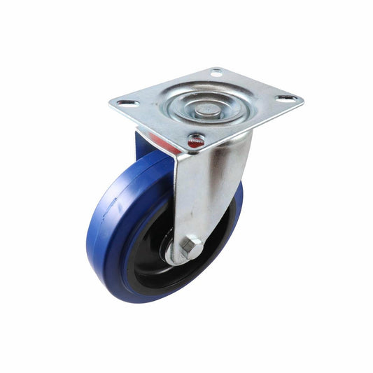 Easyroll Heavy Duty Castor - 125mm - Blue Elastic Rubber - Non-Marking
