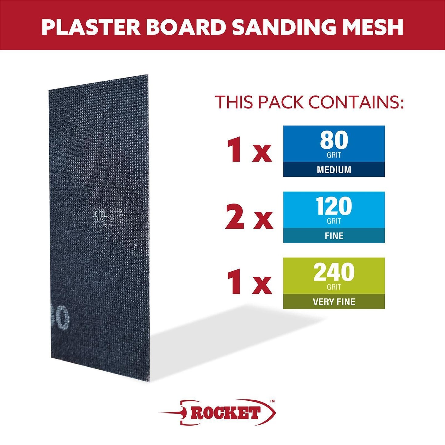 Rocket Plaster Board Sanding Mesh - 4 Pack