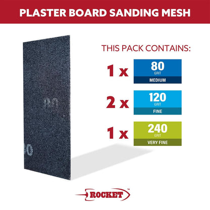 Rocket Plaster Board Sanding Mesh - 4 Pack