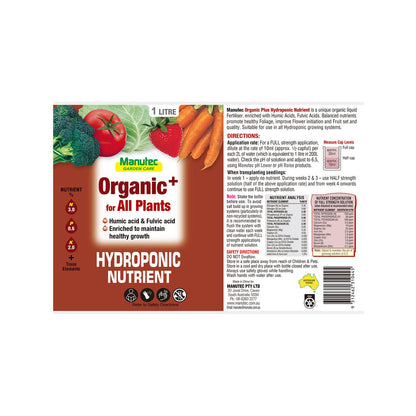 Manutec Liquid Fertiliser - 1L - Organic - Hydroponic Use