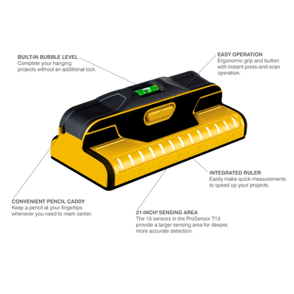 Franklin Prosensor T13 Professional Stud Finder - 13 Sensors - Yellow/Black