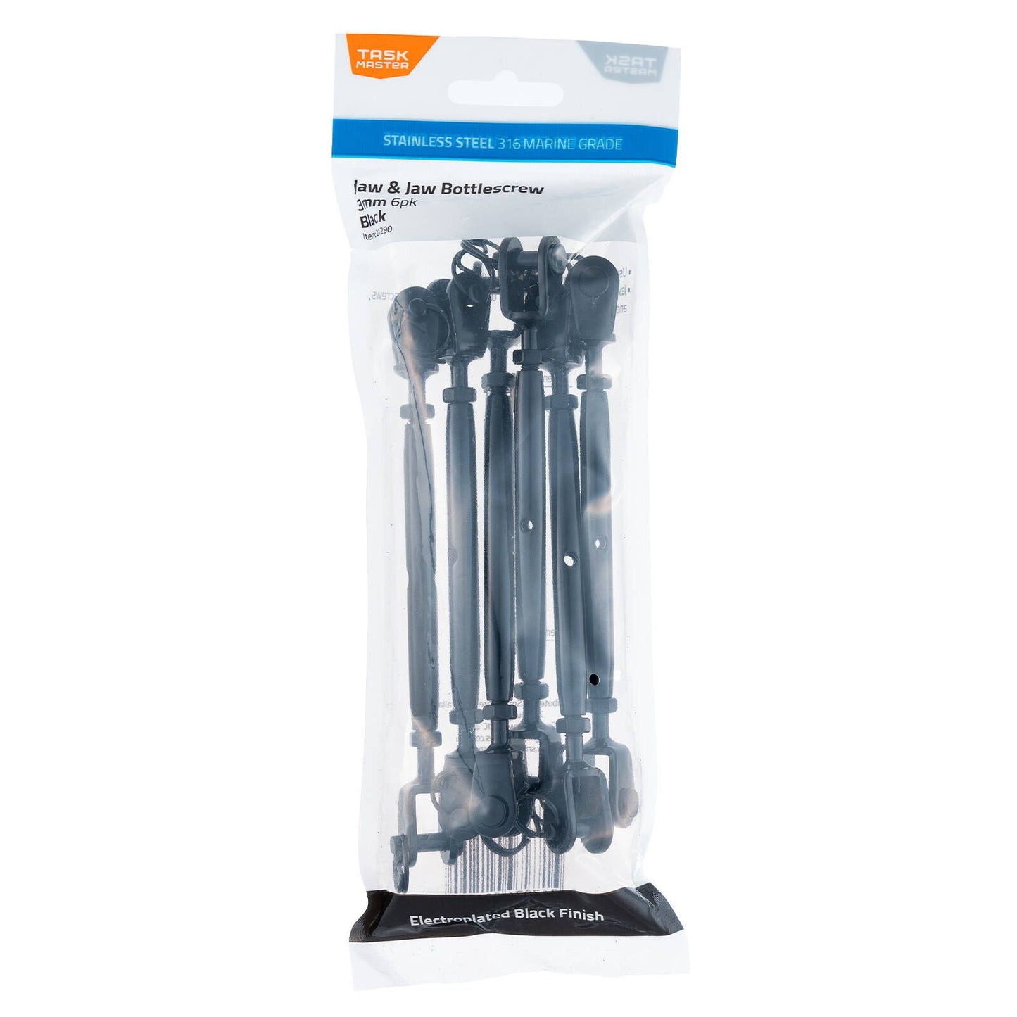 Taskmaster Black Stainless Steel Jaw and Jaw Bottle Screw - 3mm - 6 Pack