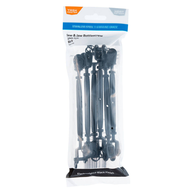 Taskmaster Black Stainless Steel Jaw and Jaw Bottle Screw - 3mm - 6 Pack