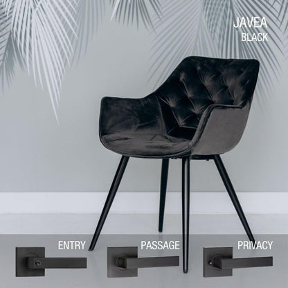 Lemaar Black Javea Lever Passage Set 65mm Zinc Durable Finish