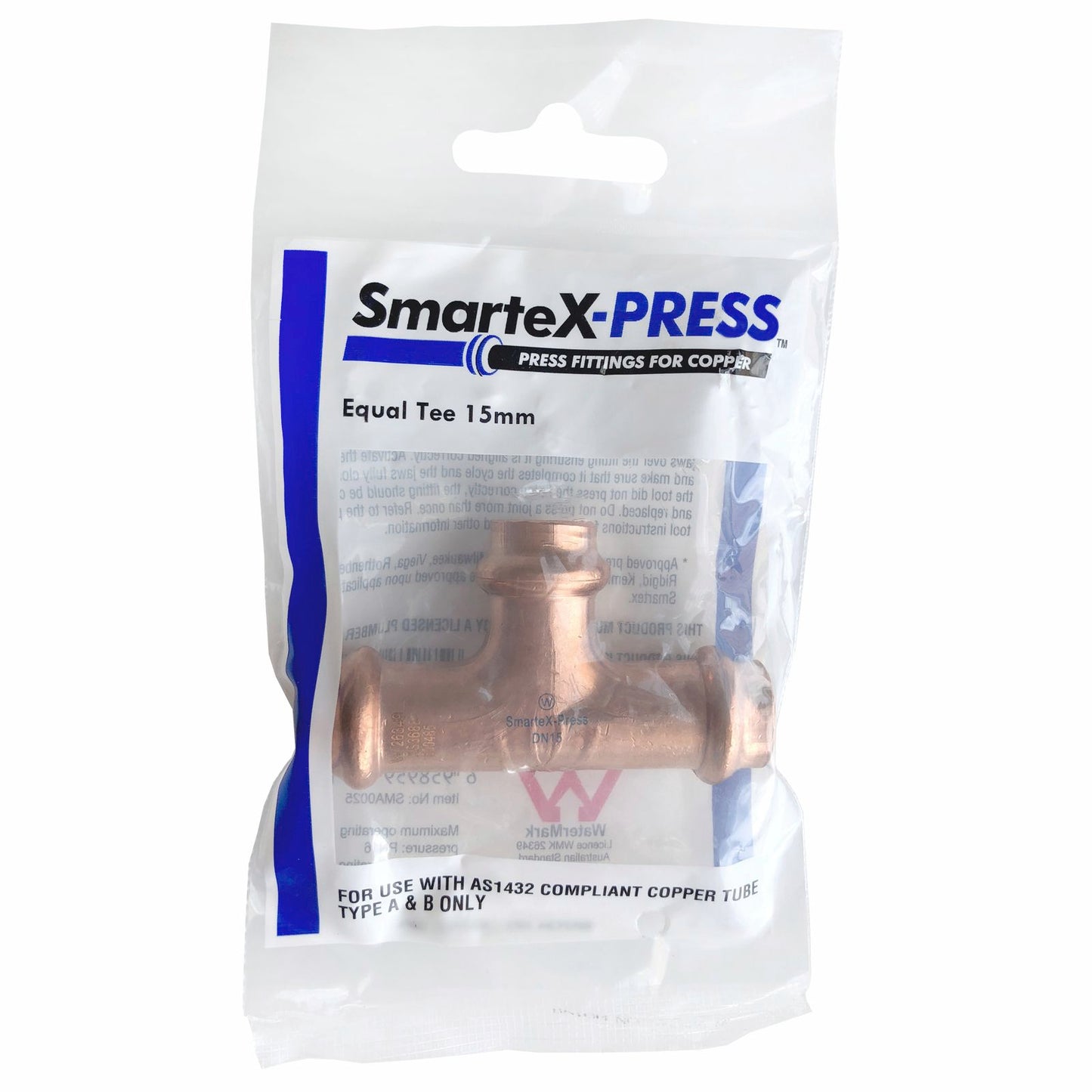 SmarteX Press Equal Tee - 15mm - Copper