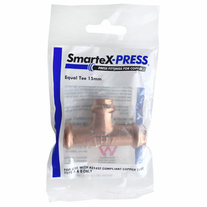 SmarteX Press Equal Tee - 15mm - Copper