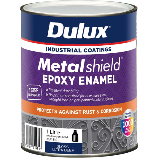 Dulux Metalshield Epoxy Enamel Gloss Paint - 1L - Ultra Deep Base