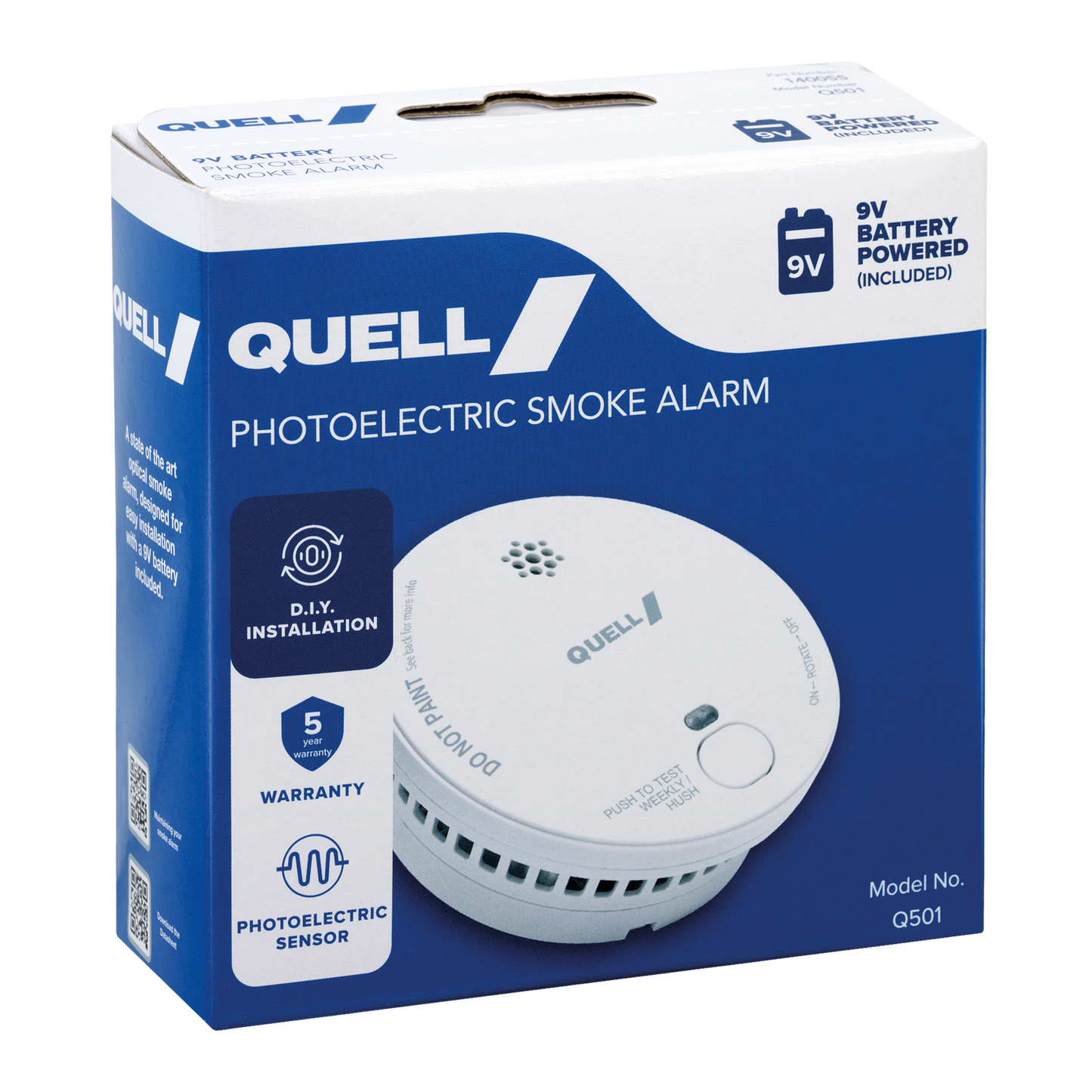 Quell Q501 Photoelectric Smoke Alarm - 9V - Trade Box