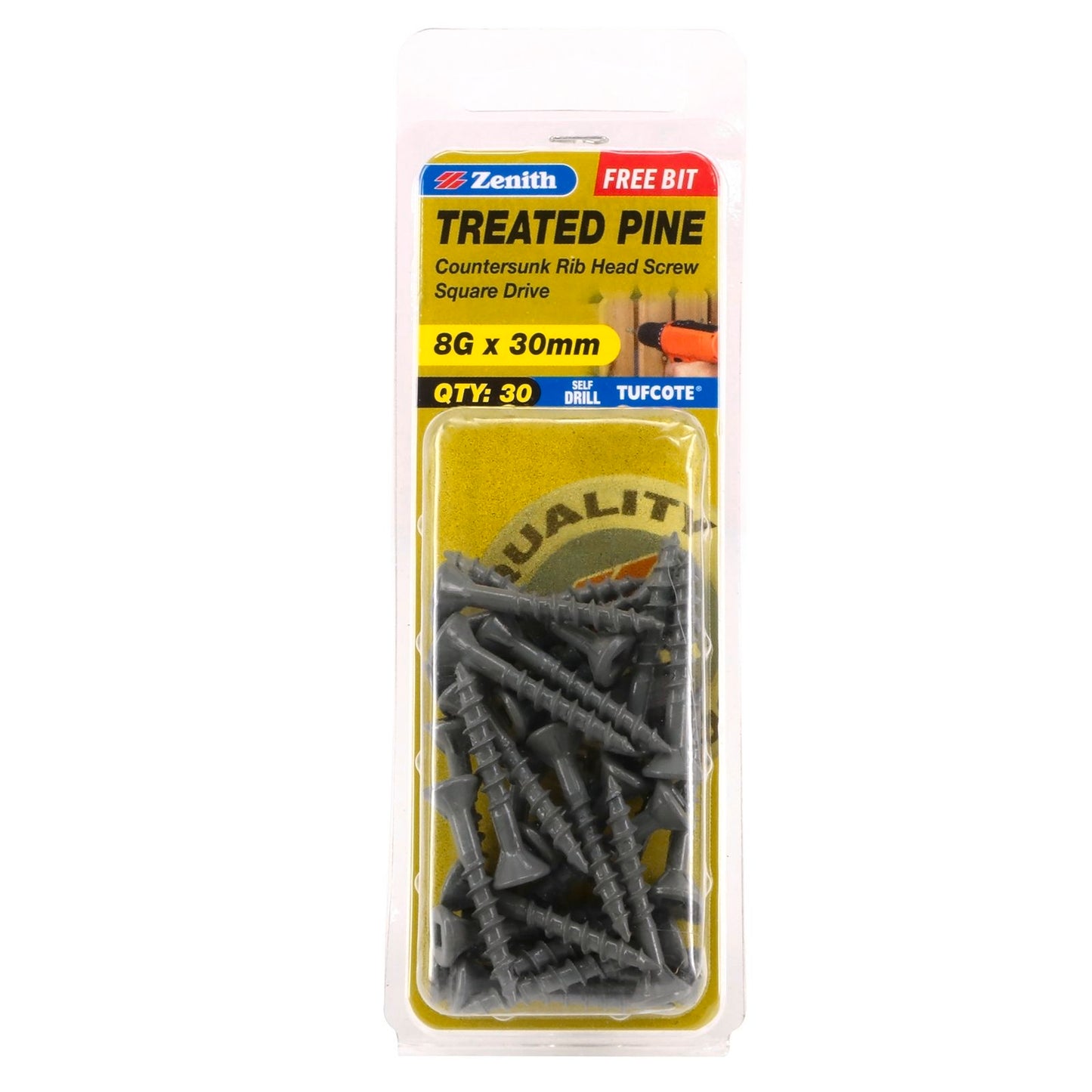 Zenith Treated Pine Screws - 8g x 30mm - 30 Pack