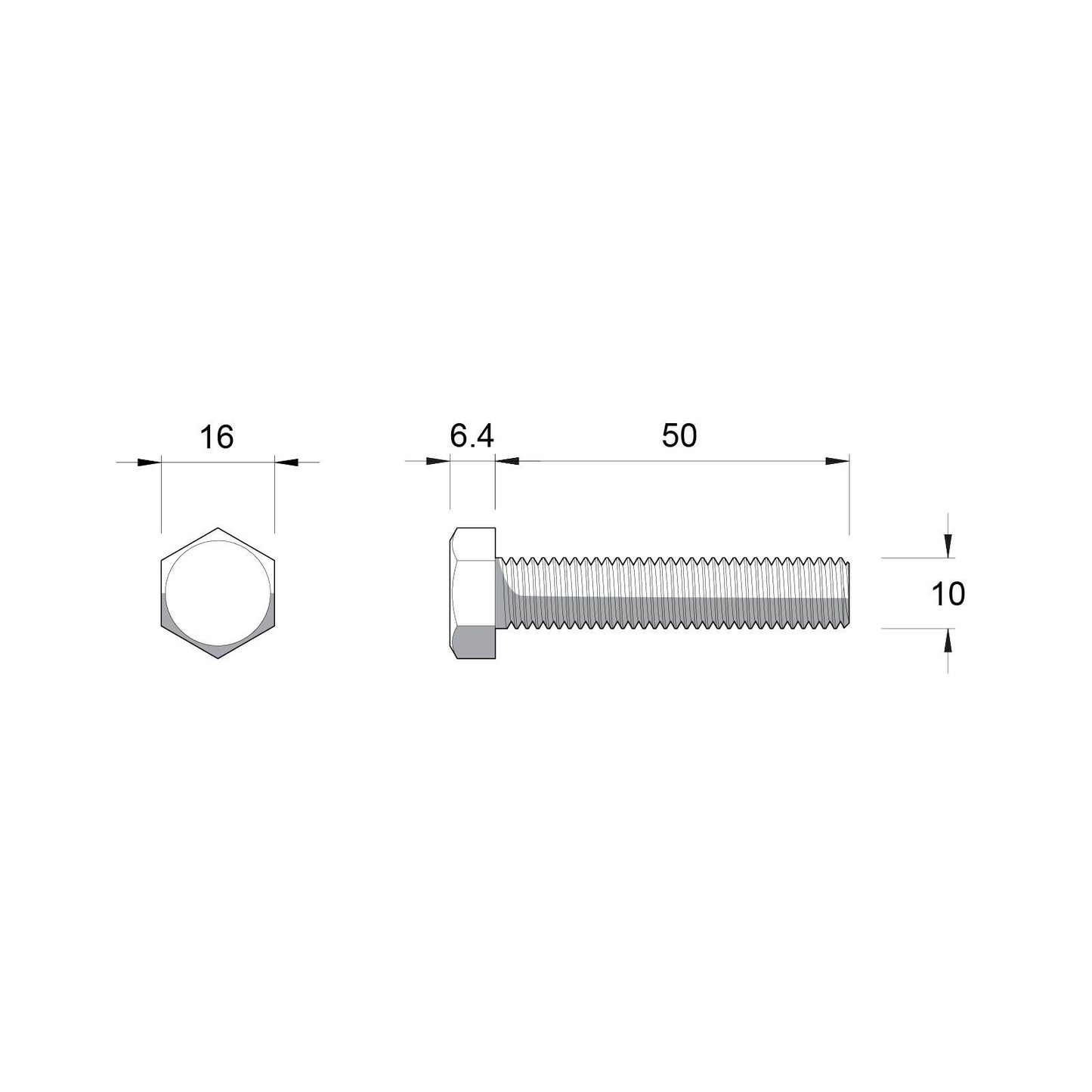 Zenith M10 x 50mm Hot Dipped Galvanised Black Hex Head Bolts & Nuts - 25 Pack