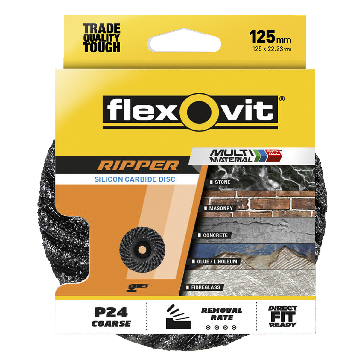Flexovit Stripping Ripper Grinding Disc 125mm - Silicone Carbide - Black