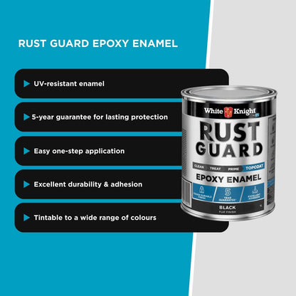 White Knight Rust Guard Black Flat Epoxy Enamel Paint - 1L