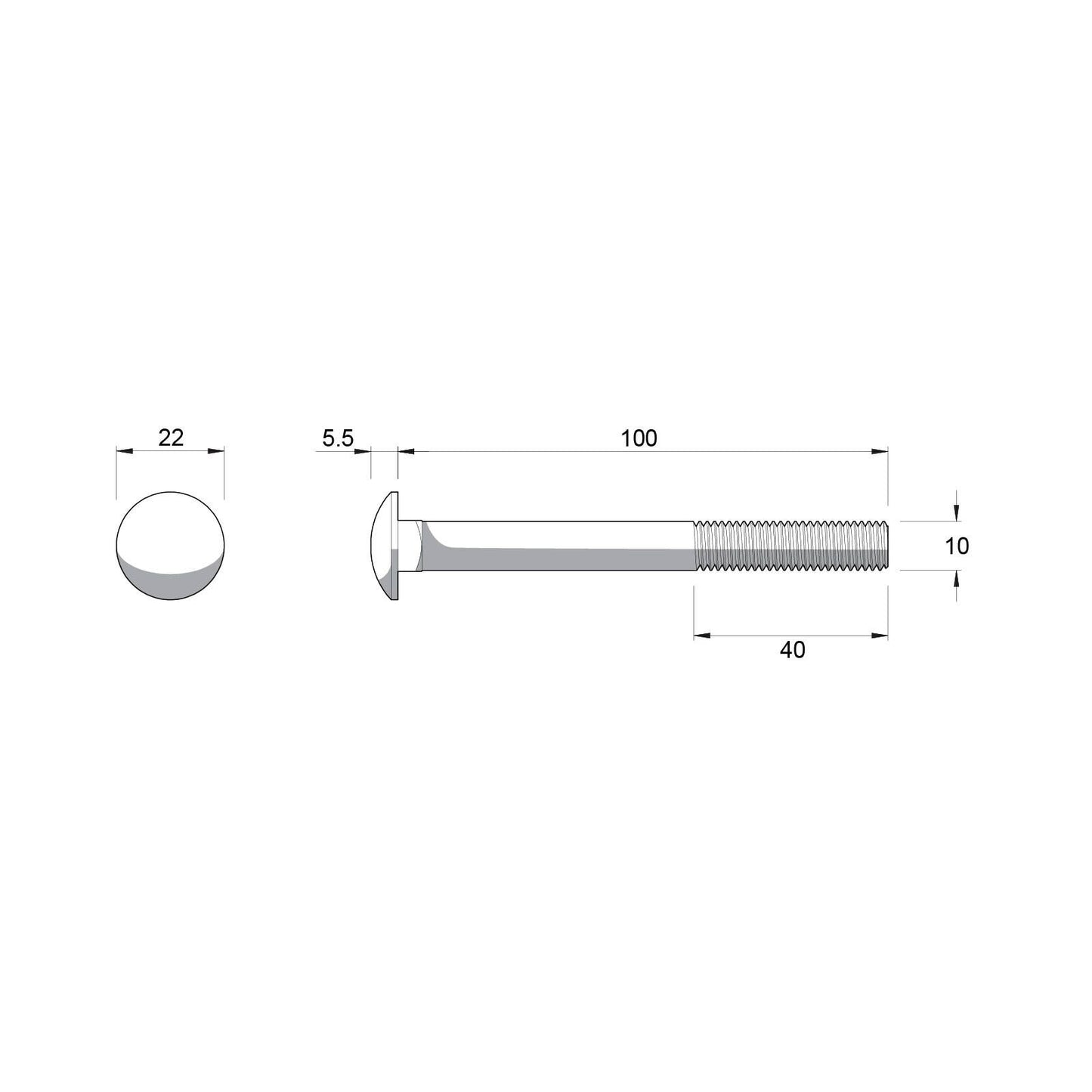 Zenith M10 Cup Head Bolts and Nuts - 100mm - Black