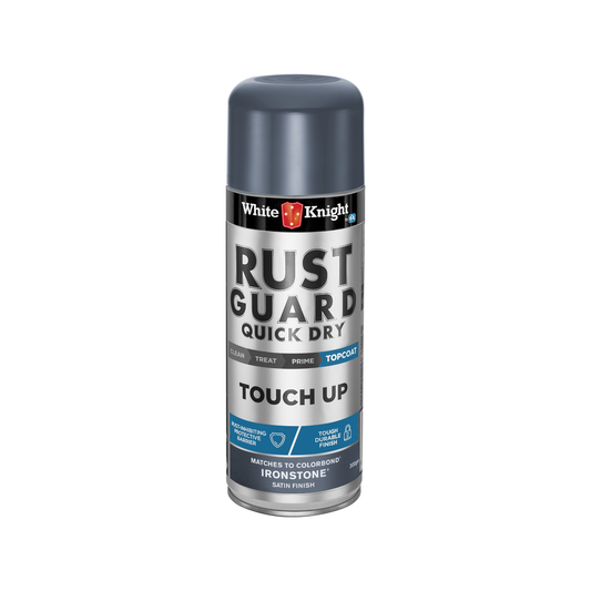 White Knight Rust Guard Quick Dry Touch Up Spray Paint - Ironstone Satin Finish 300g