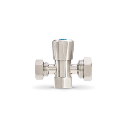 Brasshards 2 Way Under Sink Valve - 20mm x 15mm - Stainless Steel