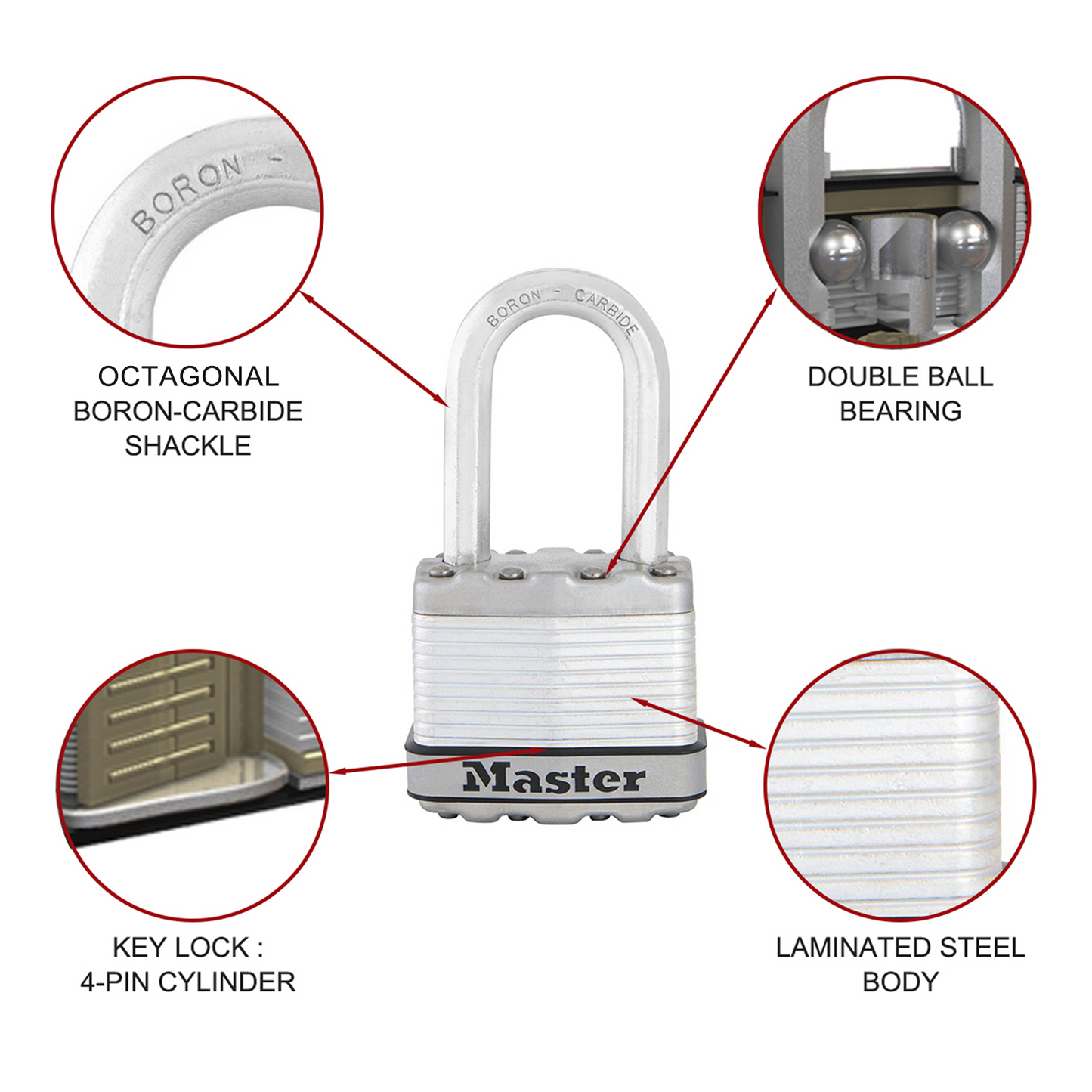 Master Lock Padlock - 45mm - 4 Pack