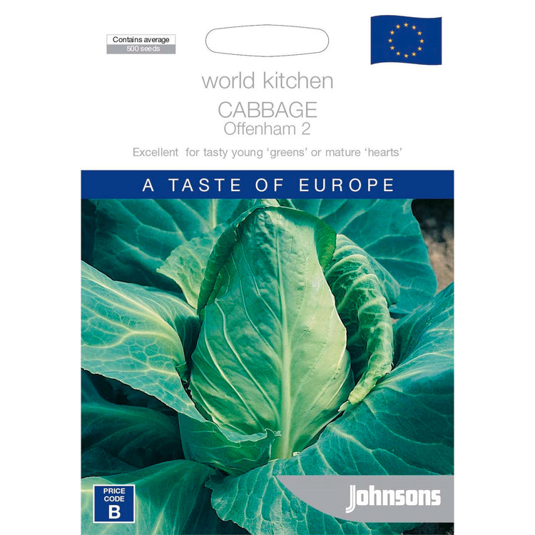 Johnsons World Kitchen Cabbage Offenham 2, 500 Seeds Pack