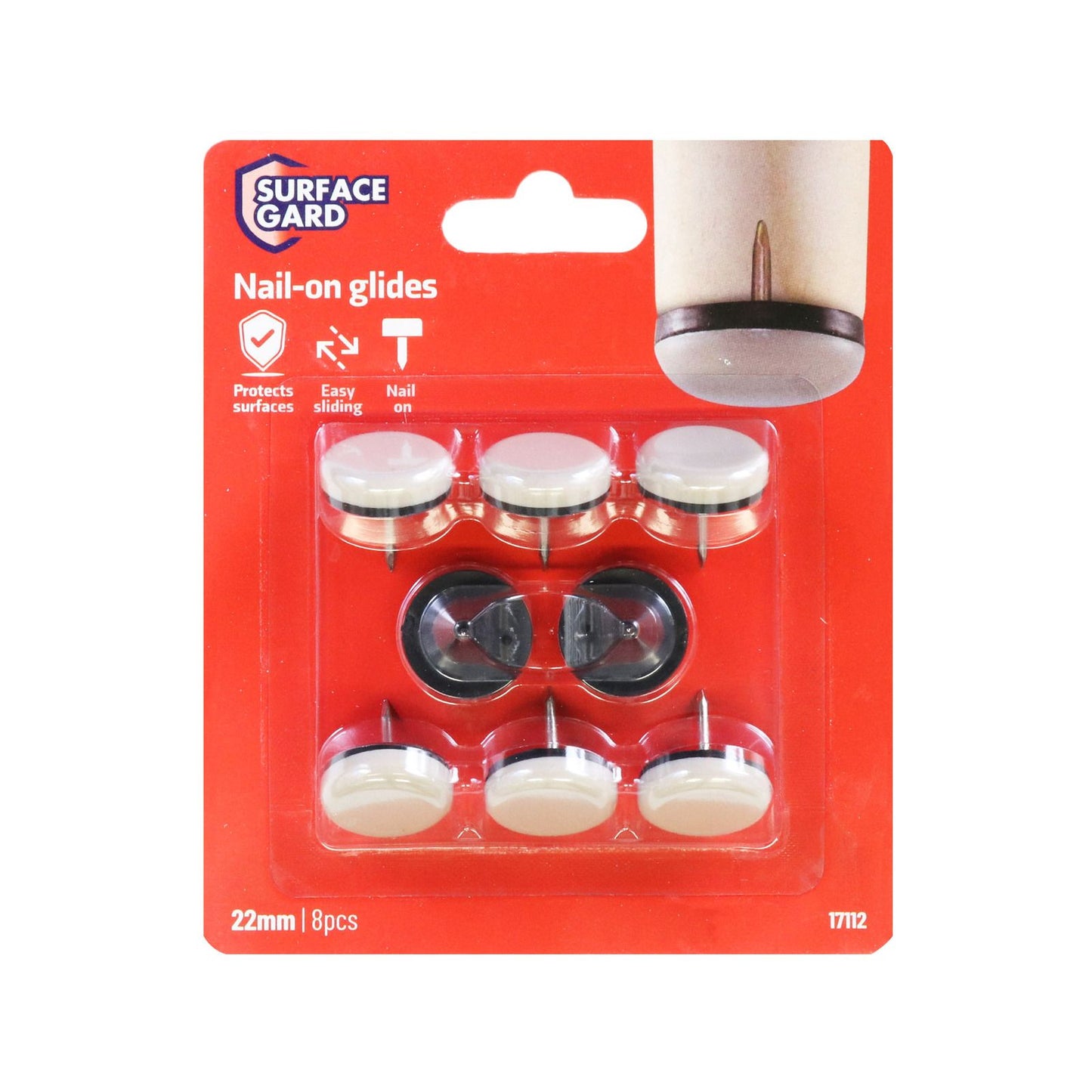 Surface Gard Nail On Slide Glides - 22mm - 8 Pack