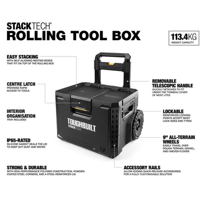 Toughbuilt Stacktech Rolling Tool Box - 500 x 665 x 560mm