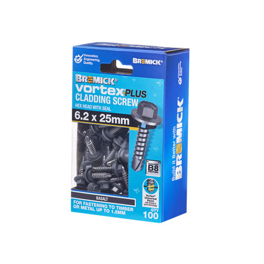 Bremick Vortex Plus Cladding Screw - 6.2 x 25mm - 100 Pack