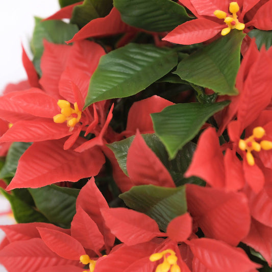 Un Real Artificial Poinsettia Topiary Ball - 25cm - Red