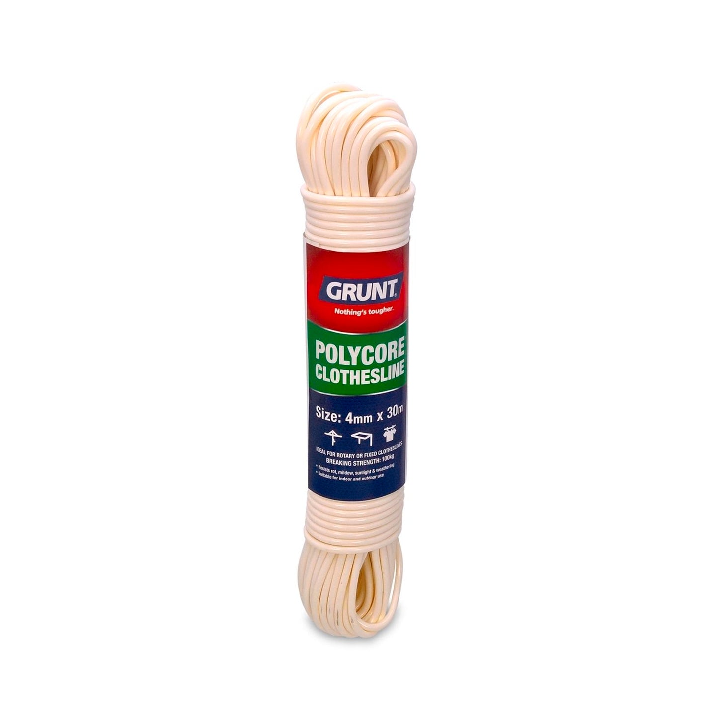 Grunt White Poly Core Clothesline Wire - 4mm x 30m