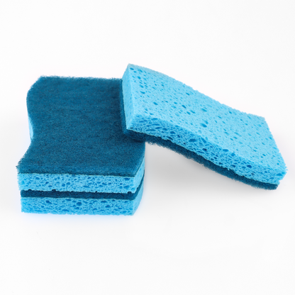 All Set Non Scratch Cellulose Sponge Scourers - 20 x 74 x 115mm - 3 Pack - Blue