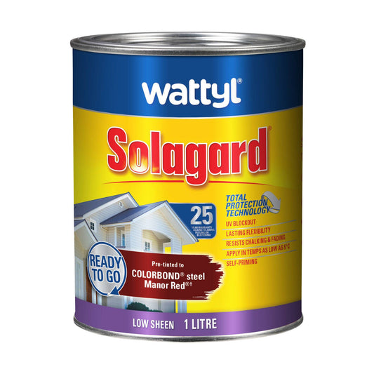 Wattyl Solagard Exterior Paint - 1L - Manor Red - Low Sheen