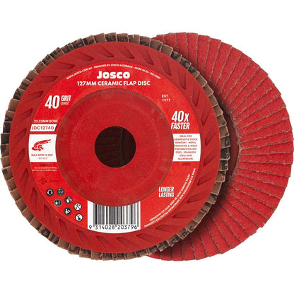 Josco Ceramic Flap Disc 127mm 40G Aggressive Stock Removal