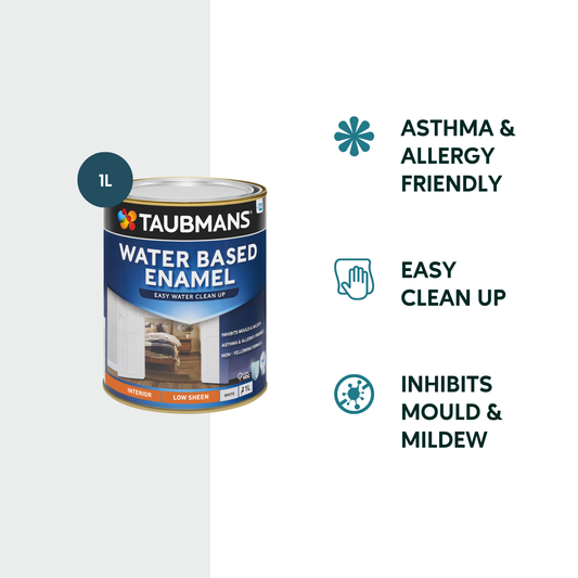 Taubmans White Low Sheen Water Based Enamel Paint - 1L