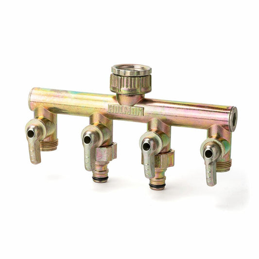 Holman 4 Way Metal Tap Outlet - 4 Outlet - Die Cast Metal - Durable