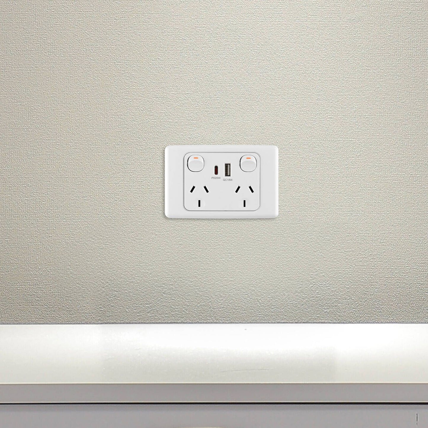 Deta Double Power Point with USB A+C - White