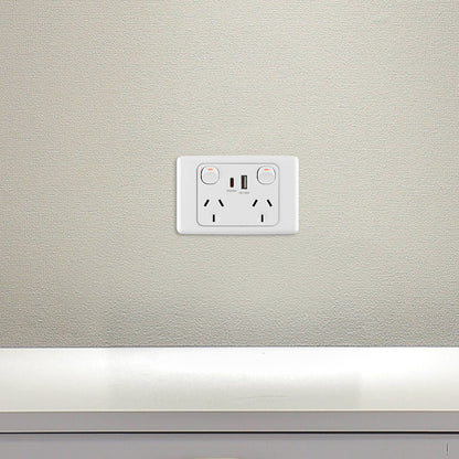 Deta Double Power Point with USB A+C - White