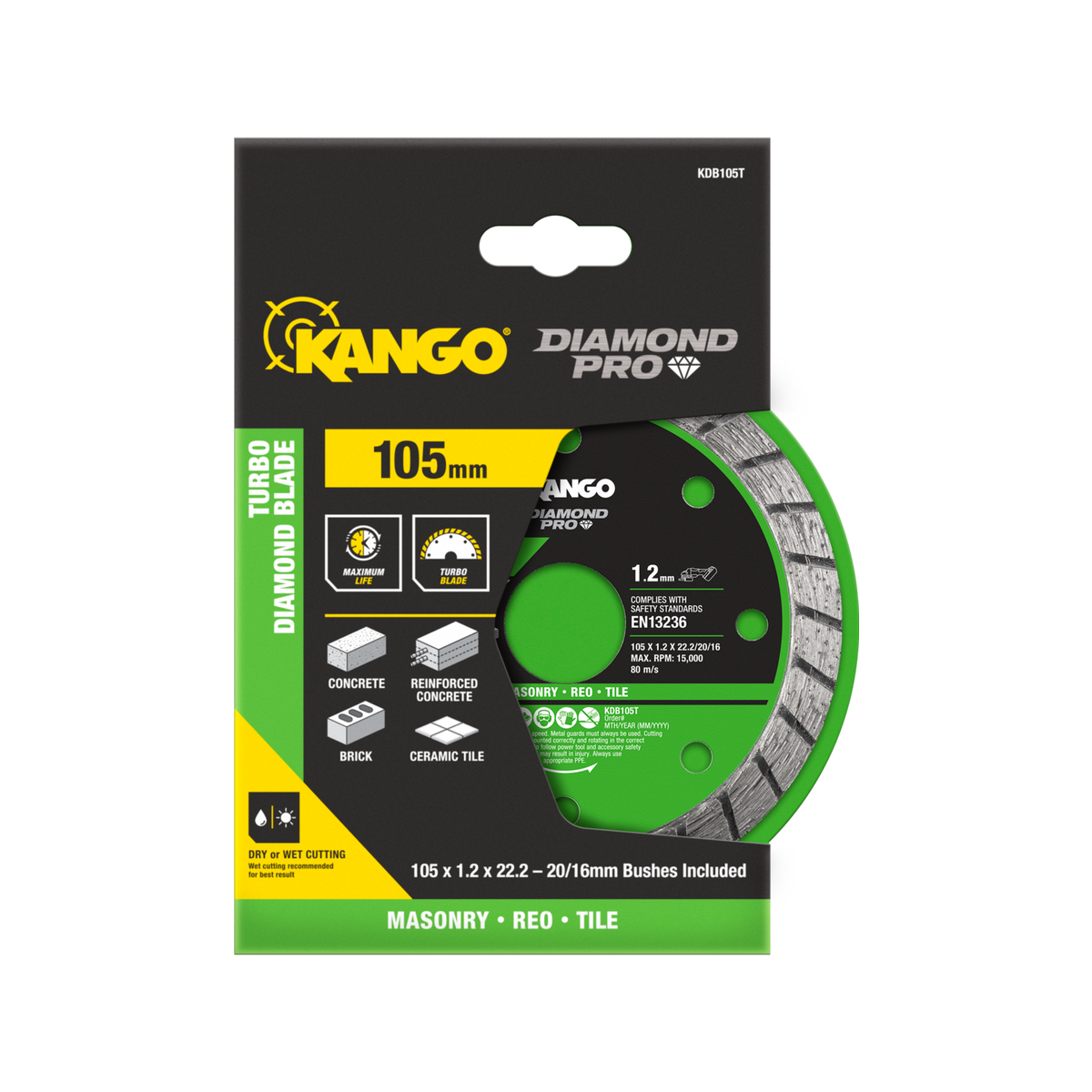 Kango Turbo Diamond Saw Blade - 105mm - Diamond - Fast Cutting