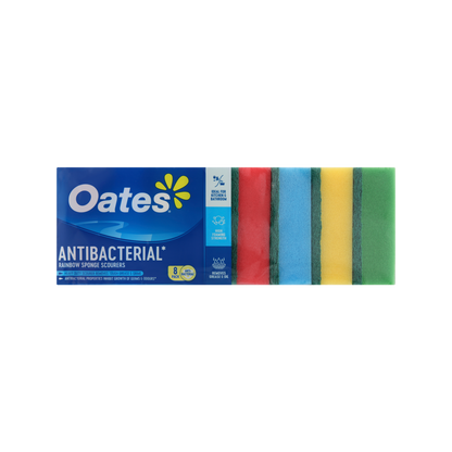 Oates Antibacterial Rainbow Sponge Scourers - 8 Pack