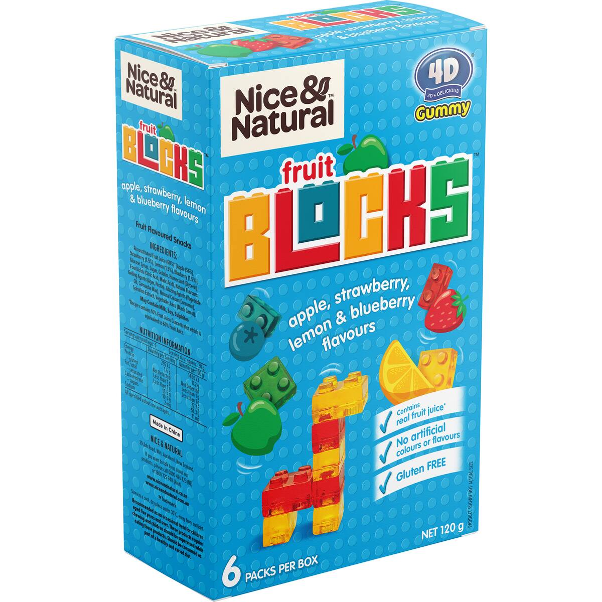 Nice & Natural Fruit Blocks Apple Strawberry Lemon & Raspberry 6 Pack