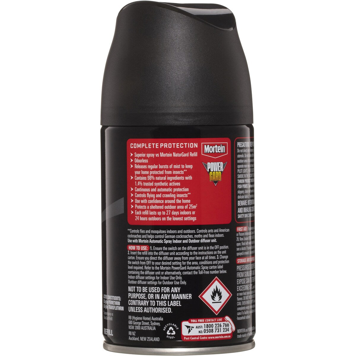 Mortein Powergard Odourless Multi Insect Automatic Spray Refill 154g