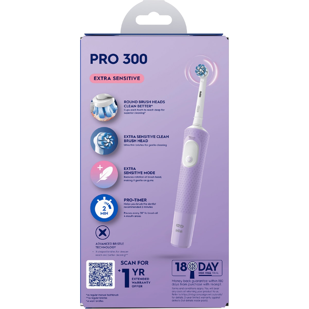 Oral-b Vitality Pro Deep Electric Toothbrush & Travel Case Lilac Each