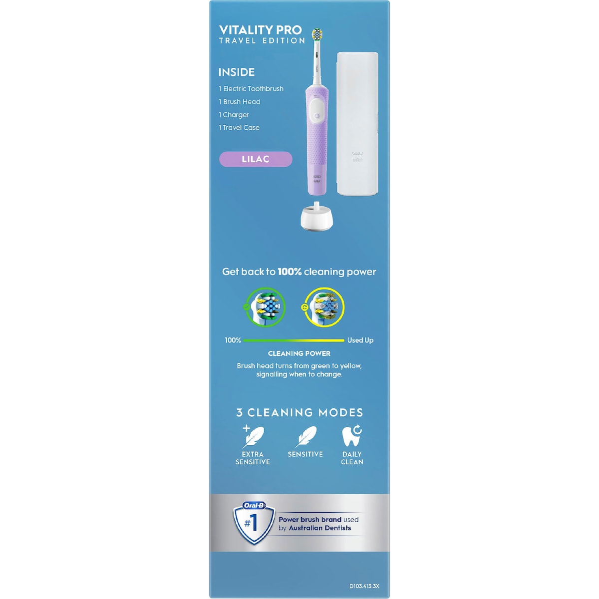 Oral-b Vitality Pro Deep Electric Toothbrush & Travel Case Lilac Each