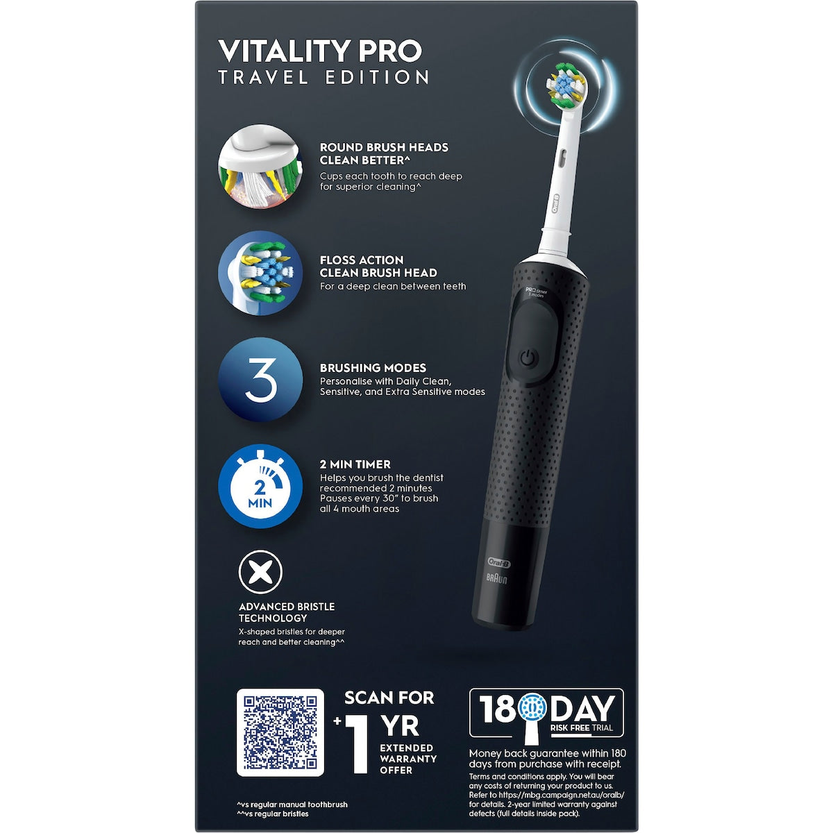 Oral-b Vitality Pro Deep Electric Toothbrush & Travel Case Black Each