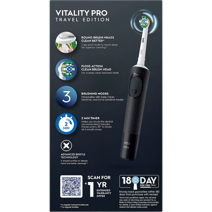 Oral-b Vitality Pro Deep Electric Toothbrush & Travel Case Black Each