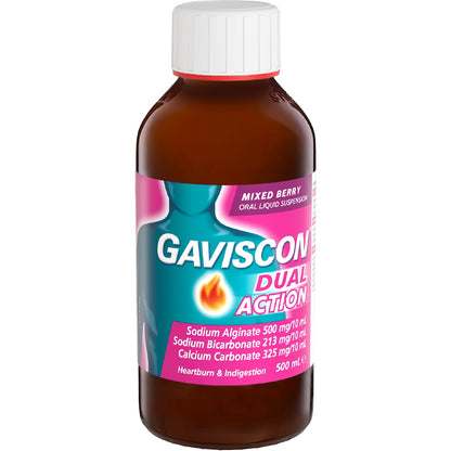 Gaviscon Dual Action Heartburn & Indigestion Liquid Mixed Berry 500ml