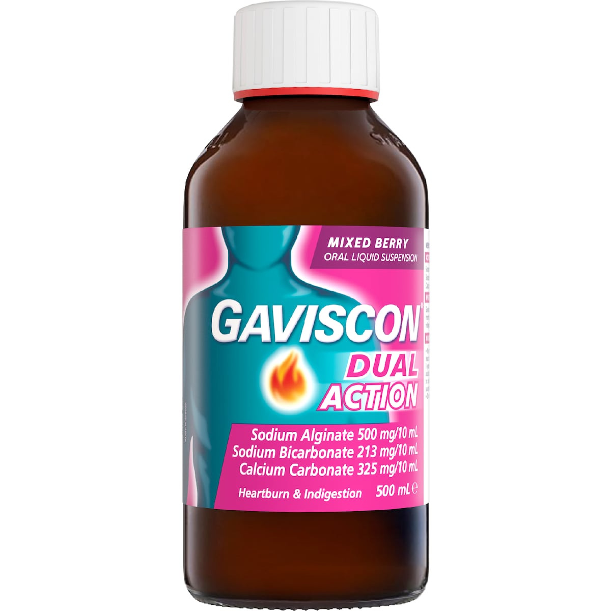 Gaviscon Dual Action Heartburn & Indigestion Liquid Mixed Berry 500ml