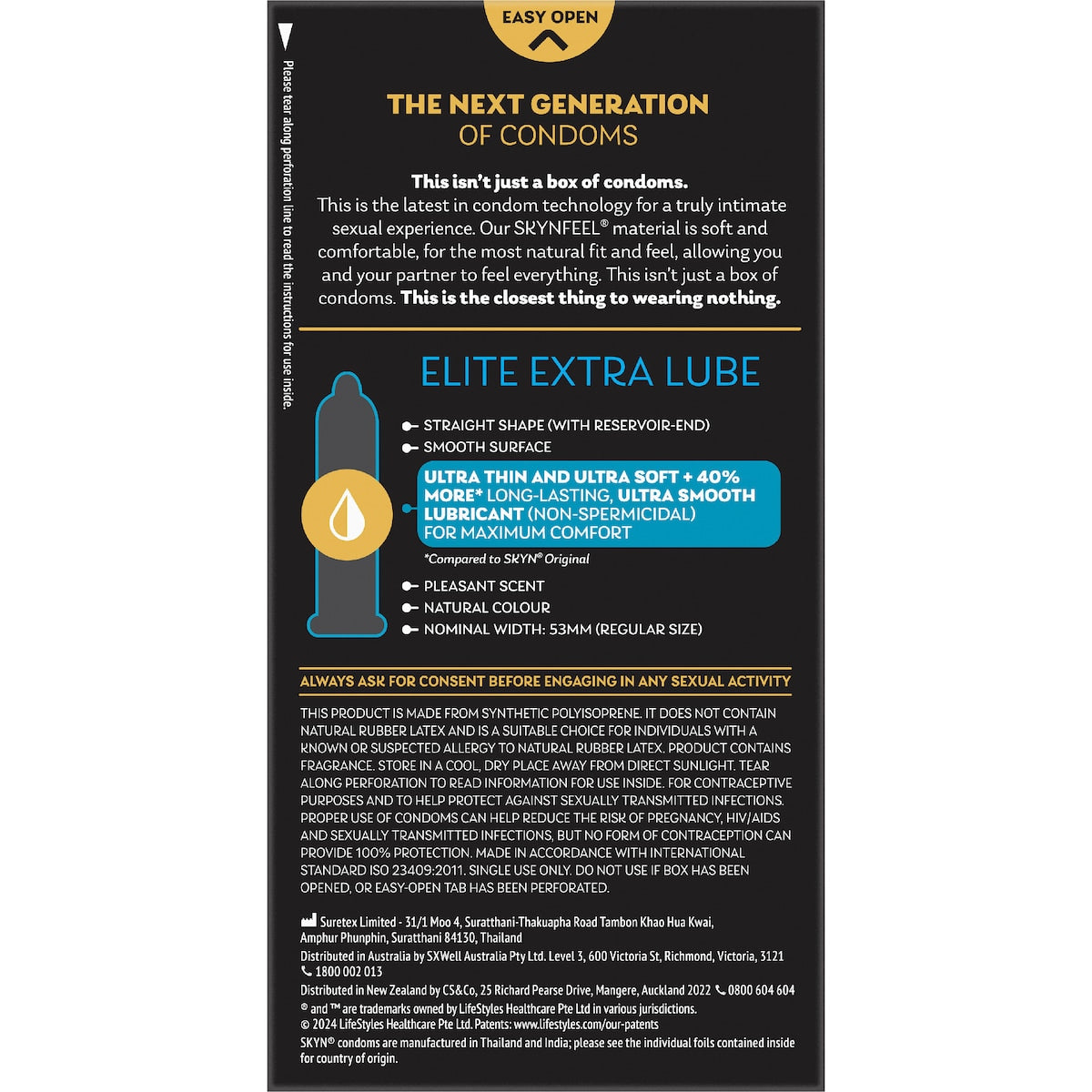 Skyn Condoms Elite Extra Lube 10 Pack