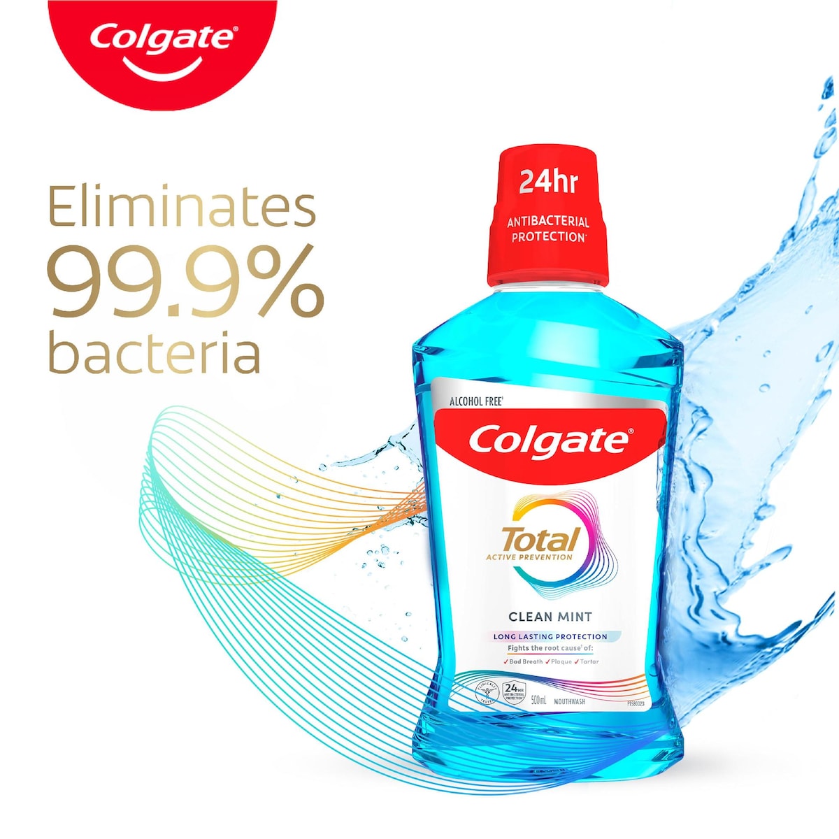 Colgate Total Active Prevention Mouthwash Clean Mint 500ml