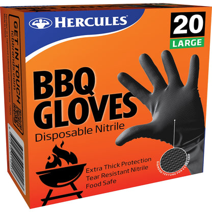 Hercules Disposable Nitrile Bbq Gloves 20 Pack